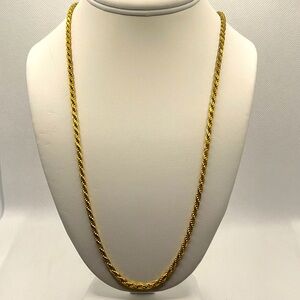 24” Italian Rope Chain 925 Sterling Silver Gold Plated Necklace
